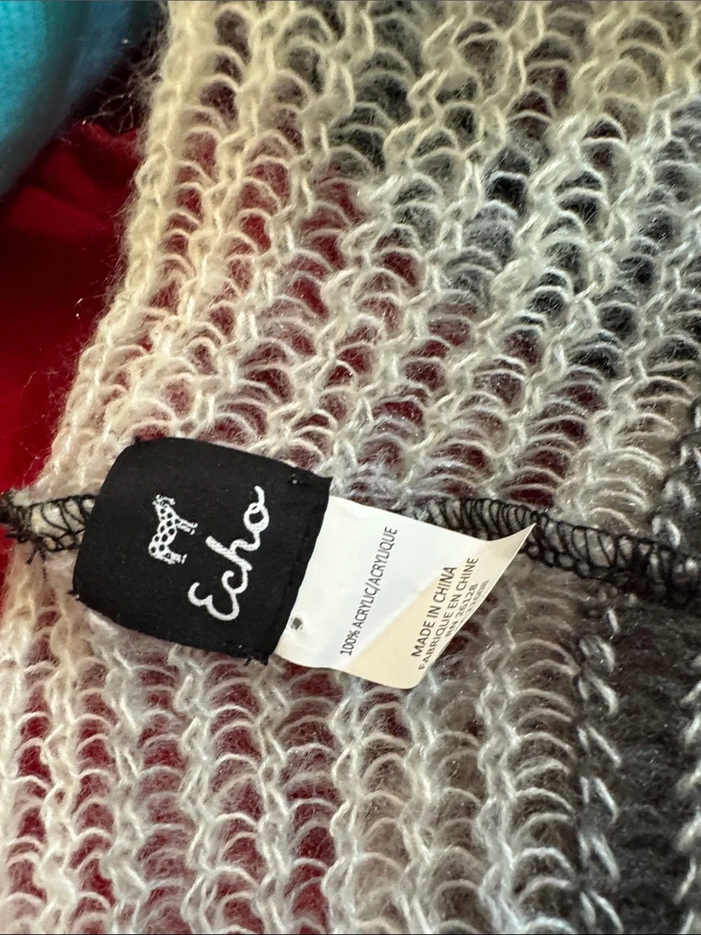 Echo Ombre Knit Infinity Scarf in Black, Gray, and Cream